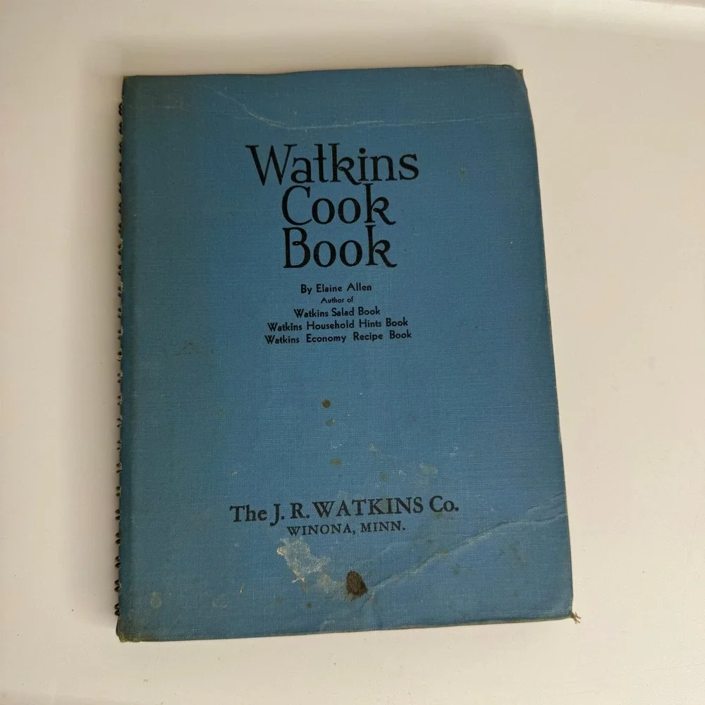 Vintage Watkins Cook Book by Elaine Allen J.R. Watkins Co. Blue Spiral‎ Bound
